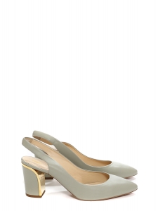 BECKIE Almond green leather gold-plated heel slingback pumps NEW Retail price €725 Size 41