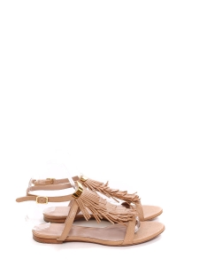 Pink beige suede fringed flat sandals Retail price €450 Size 37