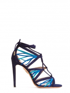 Sandales stiletto VERY HOLLI en suède bleu marine et océan Prix boutique 750€ Taille 38,5