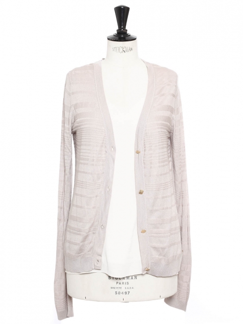 Light grey pink silk and cotton cardigan Retail price €550 Size 36