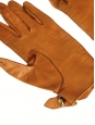 Black and tan brown luxury lambskin leather gloves size 6.5