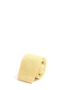 Cravate tricotée en maille de laine jaune à bout carré NEUVE