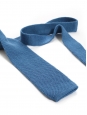 Cravate tricotée en maille de laine bleu azur à bout carré NEUVE