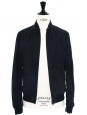 THE FERRIS Navy blue suede leather varsity jacket NEW Retail price $1455 Size S