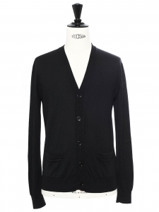 Black fine wool openwork detail cardigan Retail price €480 Size S