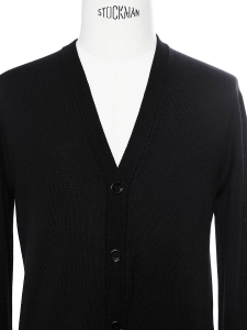 Gilet cardigan détail ajouré en laine noire Prix boutique 480€ Taille S