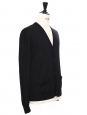 Gilet cardigan détail ajouré en laine noire Prix boutique 480€ Taille S