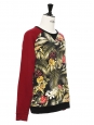 Tropical printed burgundy cotton men's sweater Retail price €180 Size M