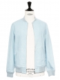 Veste blouson teddy HERVE en gabardine de coton bleu ciel NEUVE Prix boutique 390€ Taille S