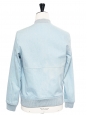 Sky blue cotton gabardine varsity jacket NEW Retail price $499 Size XS
