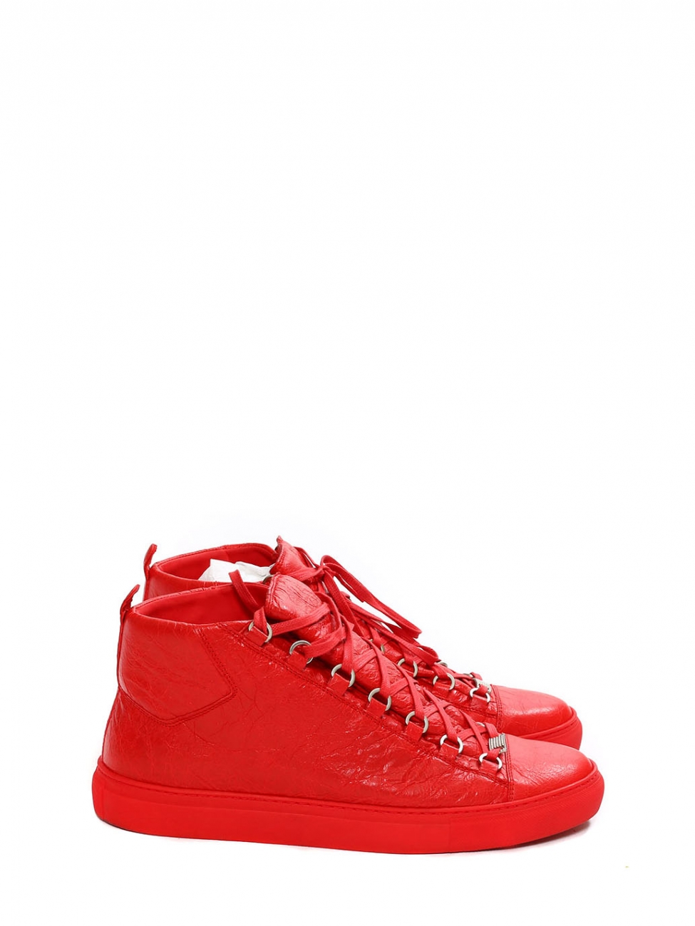 Balenciaga Mens Arena Leather Midtop Sneakers In Rouge Grenade  ModeSens