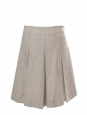 Greige grey pleated wool A-line skirt Retail price €900 Size 40