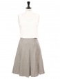 Greige grey pleated wool A-line skirt Retail price €900 Size 40