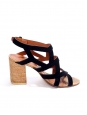 Black suede and cork cut-out cage sandals Retail price €750 Size 37