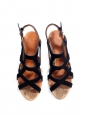 Black suede and cork cut-out cage sandals Retail price €750 Size 37