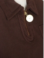 Chocolate brown cotton short sleeved polo top NEW Size S