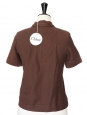 Chocolate brown cotton short sleeved polo top NEW Size S