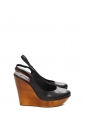 Black leather wedge and platform slingback shoes Retail price €720 Size 39.5