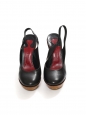 Chaussures à plateforme en cuir noir et talon compensé en bois Prix boutique 720€ Taille 39,5