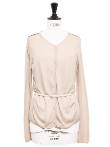 Light pink silk and cotton cardigan with a silk elasticated belt NEW Retail price €390 Size 36