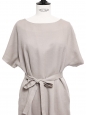 Beige wool and silk short sleeved dress Retail price €1100 Size 36