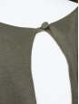 Khaki green jersey open back dress Retail price €660 Size 38