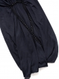 Robe de cocktail drapée en soie et laine gris bleu, ceinture cristal Prix boutique 2000€ Taille 38