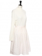 Jupe midi en coton plissé blanc rosé imprimé fleurs Prix boutique 160€ Taille 40