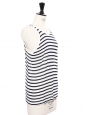 Black and white striped linen-blend  reversible tank top Retail price €150 Size 36