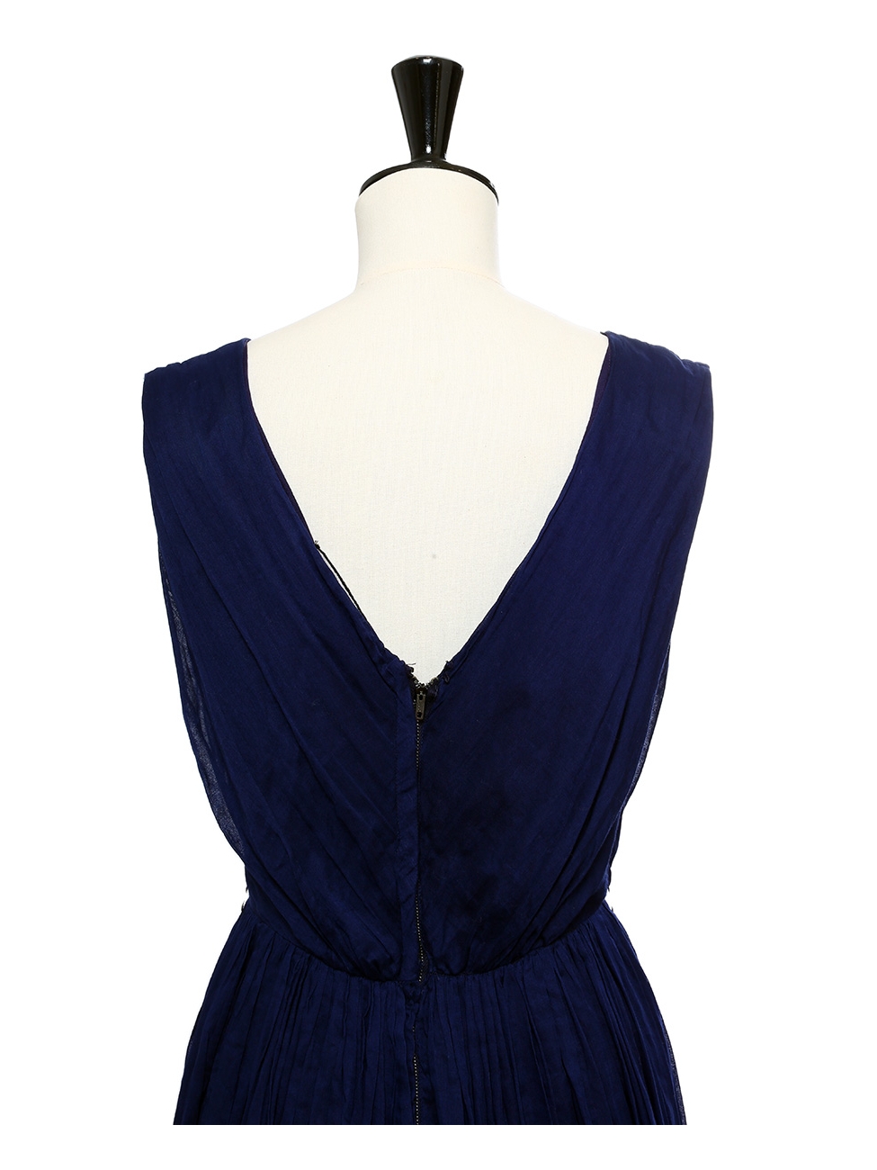 Boutique JILL STUART Navy blue cotton sleeveless dress embroidered with  white beads Retail price €800 Size 34