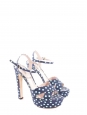 Blue and white polka-dot satin-twill platform sandals Retail price $396 Size 39