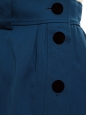 Jupe taille haute en coton bleu canard et bouton velours noir Taille 34
