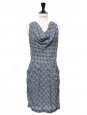 Green, blue and yellow printed silk sleeveless dress Retail price €275 Size 34