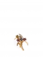 Red, pink, blue and yellow crystal flower-shaped golden-brass brooch