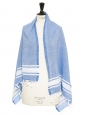 White and blue cotton scarf
