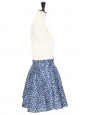 Janet high-waist skater blue black and white neopren printed skirt Size 36