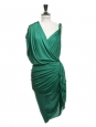 Emerald green draped Grecian cocktail dress Retail price €2050 Size 34