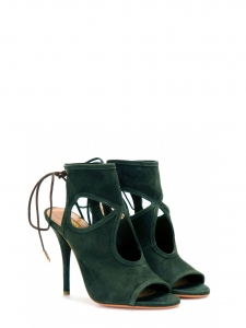 SEXY THING cut out dark green suede leather thin heel sandals NEW Retail price €460 Size 39.5