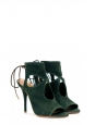 SEXY THING cut out dark green suede leather thin heel sandals  Retail price €460 Size 39.5