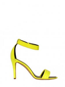 High heel bright neon yellow patent leather ankle strap sandals NEW Retail price €610 Size 37