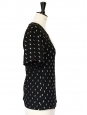 T-shirt en soie à chevrons noir brodé de fils dorés Px boutique 750€ Taille 36/38