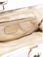 Beige fabric and silver gold metallic leather trim clutch bag Retail price €400