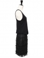 Robe en soie plissée et jersey de coton noir Prix boutique 1200€ Taille S