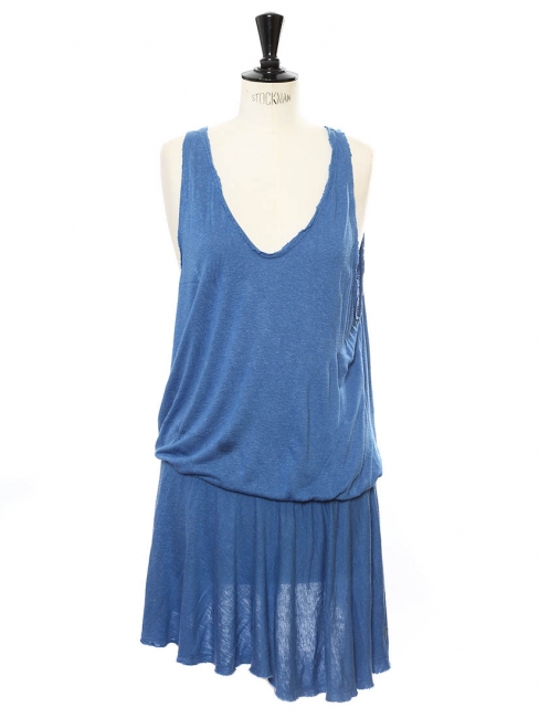 Blue cotton jersey sleeveless dress Size S