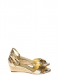 Ankle strap gold python leather and jute wedge ankle strap sandals Retail price €750 Size 37