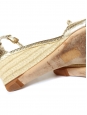 Sandales à bride cheville en python doré et compensées en jute Prix boutique 750€ Taille 37