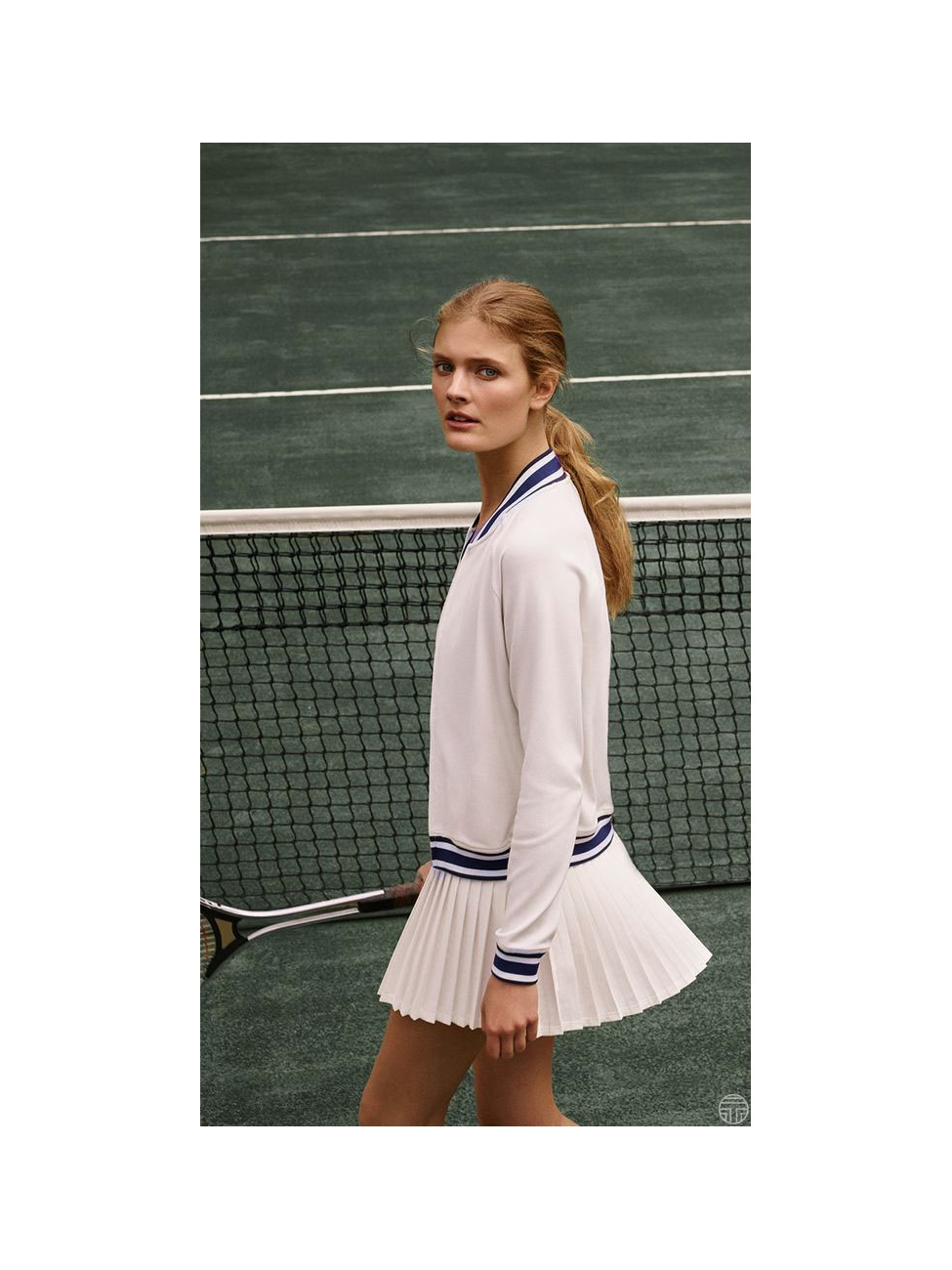 Boutique LACOSTE Mini jupe de tennis plissée blanche et bleu marine Taille  36