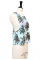 Blue and green palm tree print cropped top Size S