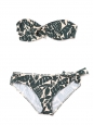 Dark green and ecru tropical print two piece bandeau swimsuit Retail price €325 Size 38