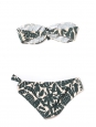 Dark green and ecru tropical print two piece bandeau swimsuit Retail price €325 Size 38